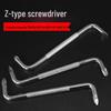 Magnetic Z-Shaped Dual-Ended Right-Angle Screwdriver: Slotted & Phillips