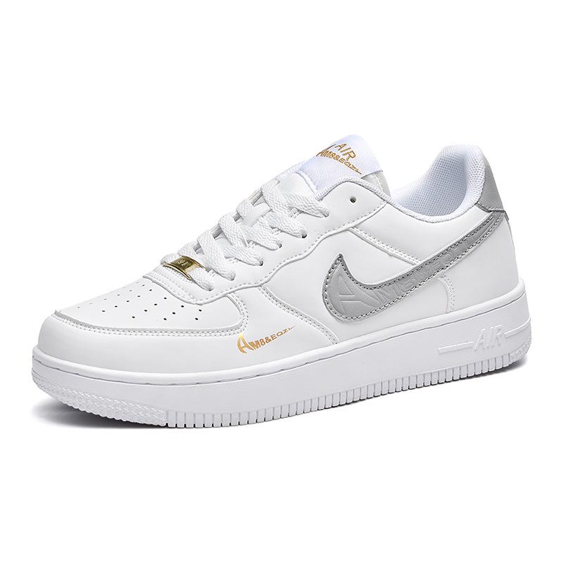 נעלי סניקרס יומיומיות רב-תכליתיות Putian AJ Air Force 1 נמוכות לבן/שחור/זהב לגברים ונשים