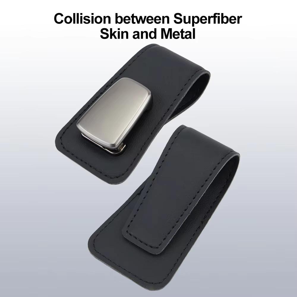 Multifunction Eyeglasses Clip PU Leather Solid Color Card Case Portable Sun Visor Sunglasses Holder Auto Interior Accessories