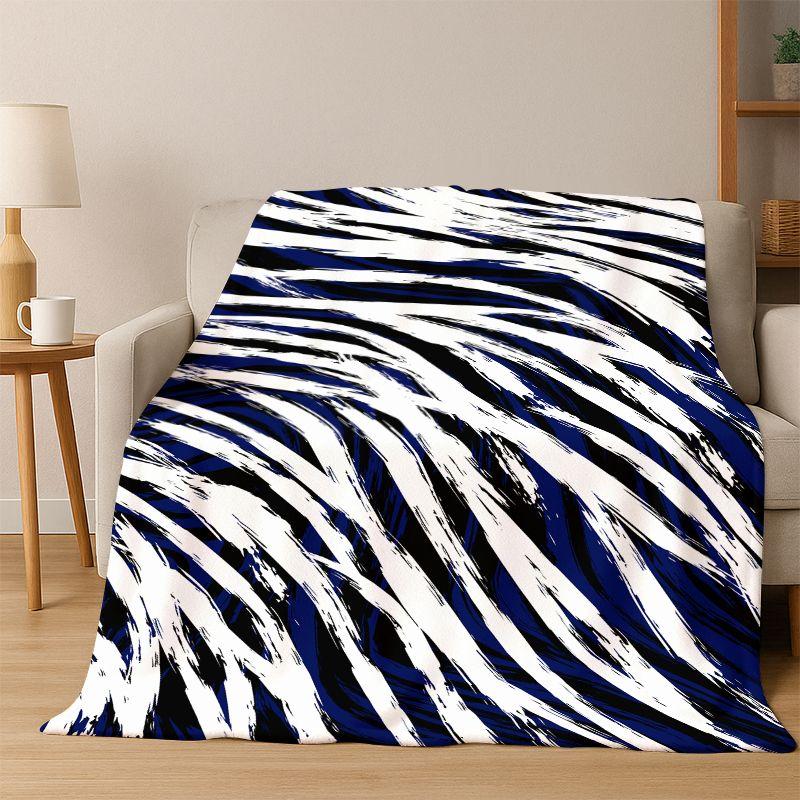 Schwarz Weiß Zebra Streifen Flanell Decke Weiche Warme Decke Überwurfdecke für Schlafzimmer Wohnzimmer Bett Reise Camping Picknick Geschenk