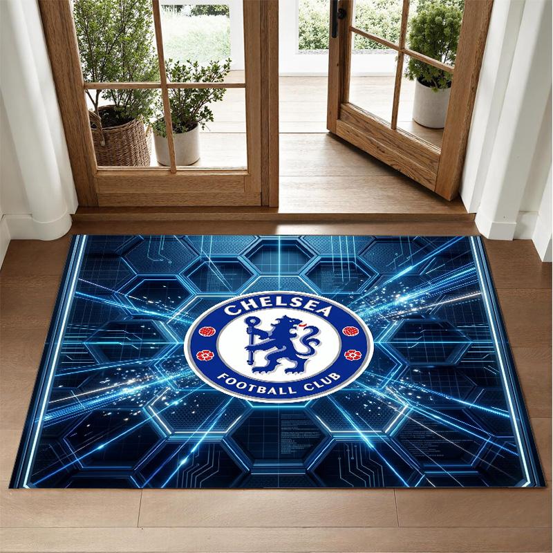 Chelsea FC Design Crystal Velvet Rug Soft Decorative Mat for Bedroom Entrance