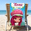 1pc Strawberry Princess1 Beach Towel with Custom Name, Beach/Swimming/Bath/Picnic/Camping Towel, Suitable for Seaside Beaches