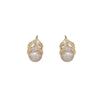 Spring and Summer New Fashion Earrings, High-end Design Sense, Zircon Leaves, Pearl Earclips, No Ear Piercings, Exquisite Light Luxury Earrings.