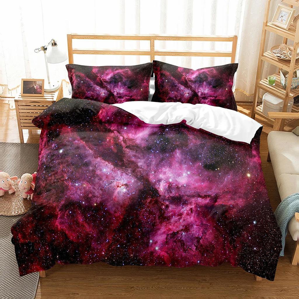 Galaxy Duvet Cover Set Starry Sky Comforter Cover Universer Outer Space Theme Bedding Set Single Twin Queen Size For Teens Boys