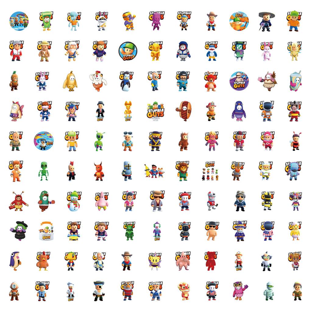 110 New Stumble Guy Graffiti Stickers Decorate Suitcase Mobile Phone Stickers