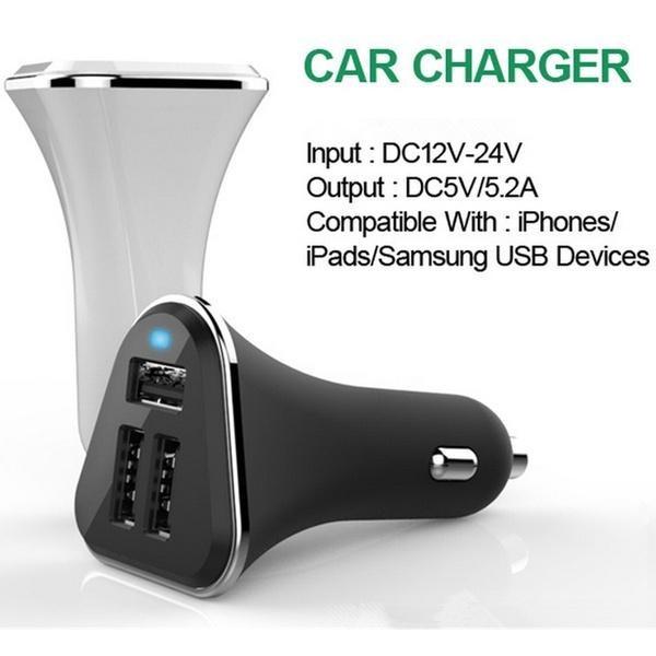 Premium 3 Port Car Charger Adapter With High-speed Usb Ports And Compact Design