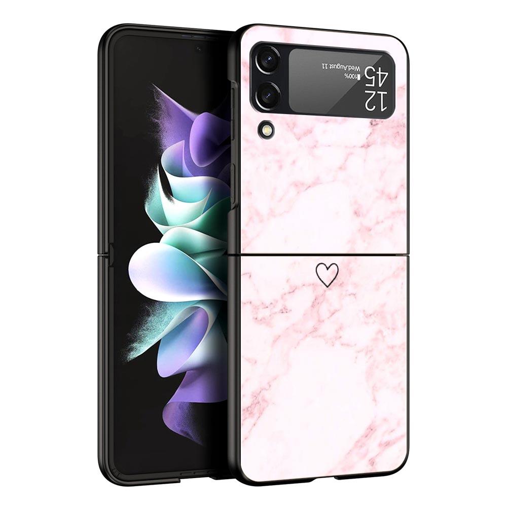 Gold Pink Rose Glitter Hearts Phone Case for Samsung Galaxy Z Flip 3 4 5 Shell For Samsung Z Flip3 Flip4 Hard PC Bumper Cover