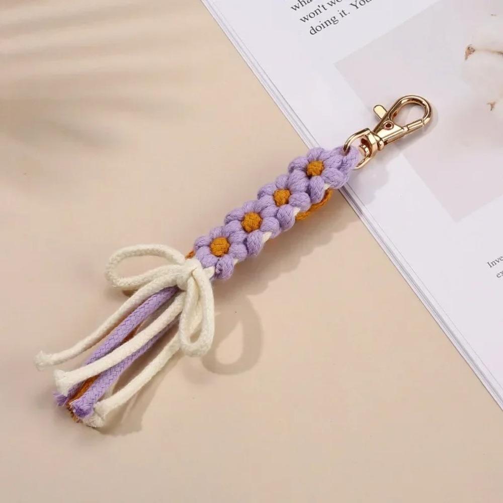 Cute Cotton Rope Key Chains Handmade Multi-purpose Colorful Braided Keychain Large Zipper Puller Women Bag Charm Pendant