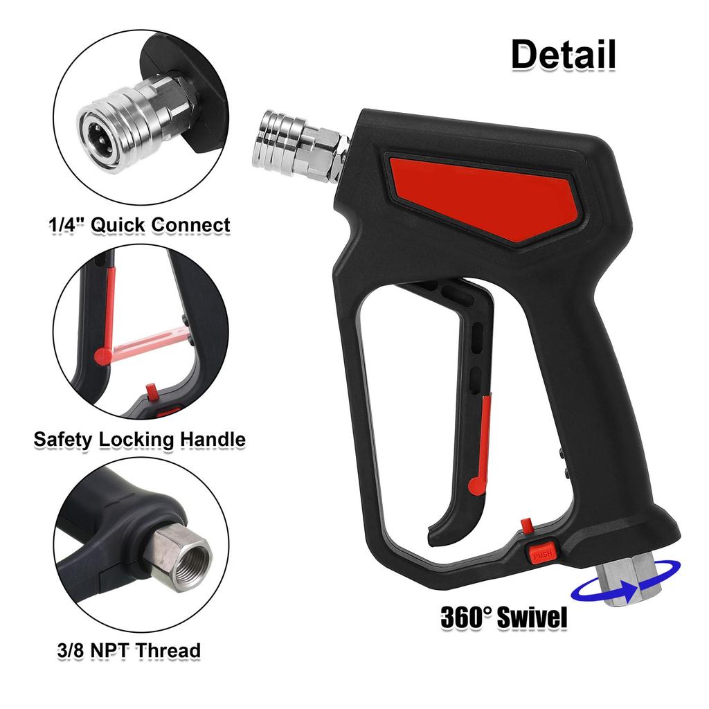 10.5 GPM Pressure Washer Gun Pressure Washer Gun 5800 PSI 10.5 GPM Powerful High Pressure Spray with M22-14 M22-15 3/8 Connector