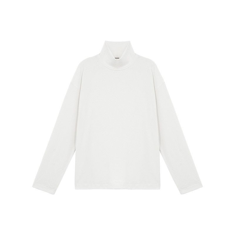 Bodydream Velvet Texture Long-Sleeved T-Shirt for Men, Retro Brushed Casual Top, High-Neck Pullover Base Shirt