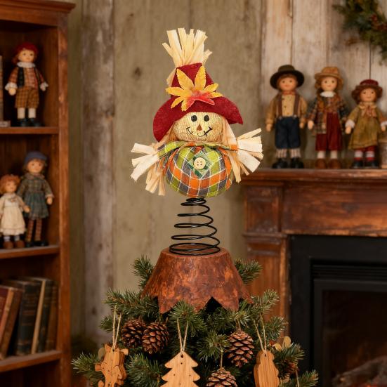 Thanksgiving Scarecrow Miniature Fall Scarecrow Tree Topper 8 Inches Miniature Harvest Autumn Ornaments for Farmhouse Home Party Supplies