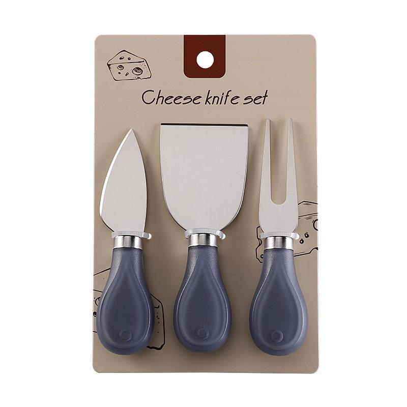 Stainless Steel Cheese Knife, Fork & Spatula Set - 3-Piece Western Cheese Tools