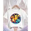 Crew Neck Cute Pikachu T Shirt 3-14Y Boys Girls Summer Kawaii Fashion Street Hot Cartoon Casual Children