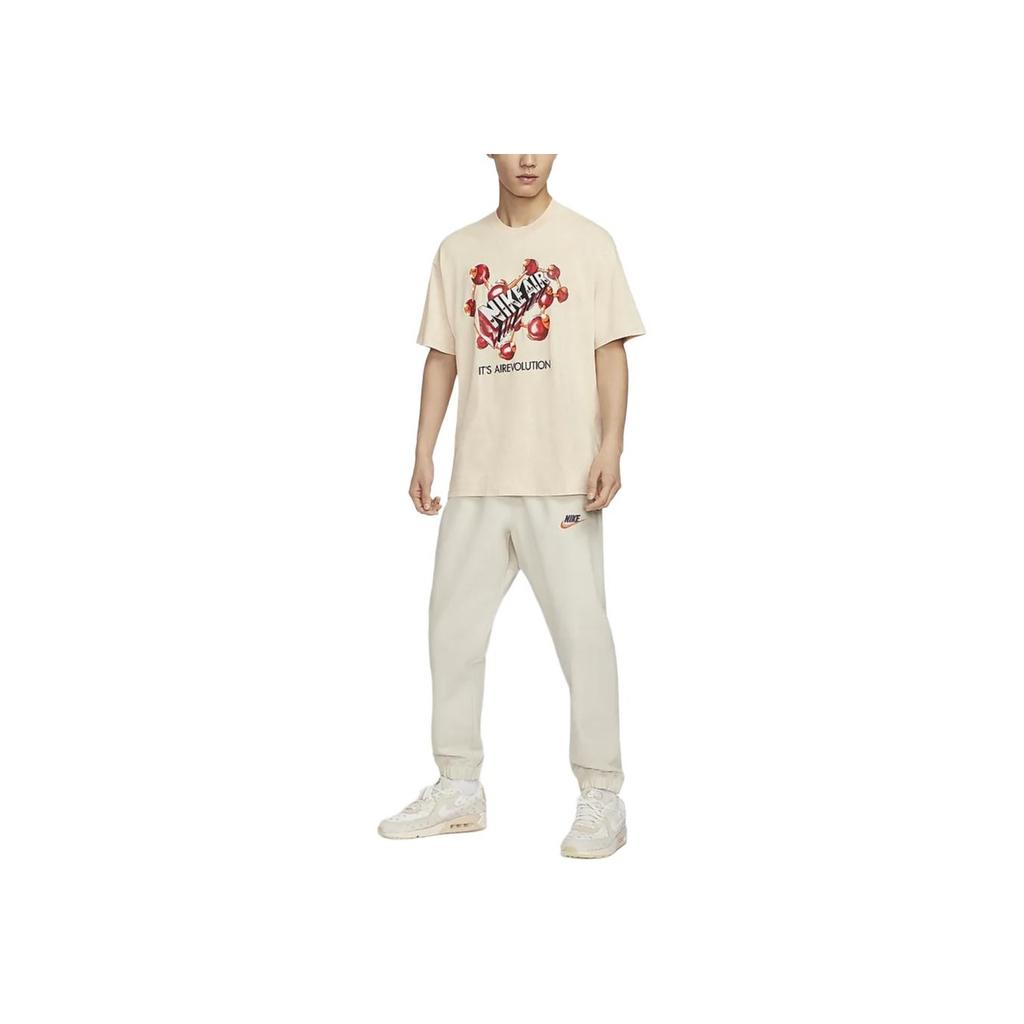 Nike Sportswear Pattern Letter Print Crew Neck Short Sleeve T-Shirt Men T-Shirts Sand-Dune-White FZ5400-110