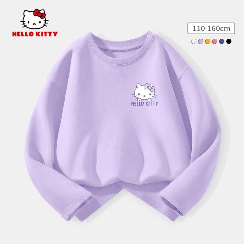 Hello Kitty Girls' Base Layer Shirt Spring 2026 New White Children's Base Layer Shirt Pure Cotton Girls' Top