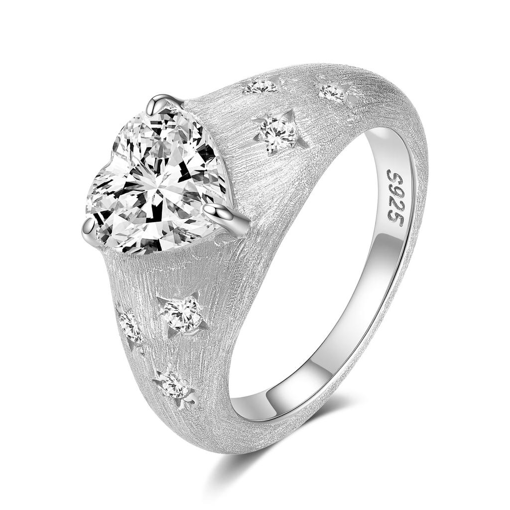 WUIHA Vintage 100% 925 Sterling Silver 8 * 8 MM Heart Cut VVS1 D Color Real GRA Moissanite Diamonds Gemstone Ring Fine Jewelry