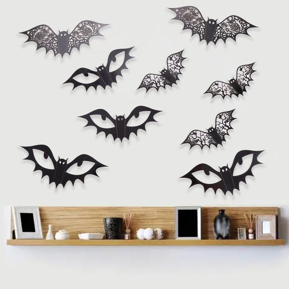 12pcs PVC Bat Wall Sticker Realistic Spooky Bat Decal 3D Bats Sticker  Halloween