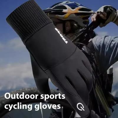 Black Winter Warm Full Fingers Waterproof Cycling Outdoor Sports Running Motorcycle Ski Touch Screen Fleece Gloves