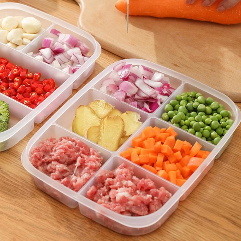 6 Grids Food Storage Box Compartment Refrigerator Freezer Organizer Kitchen Tool Fruit Vegetable Meat Fresh-Keeping Sealed Box