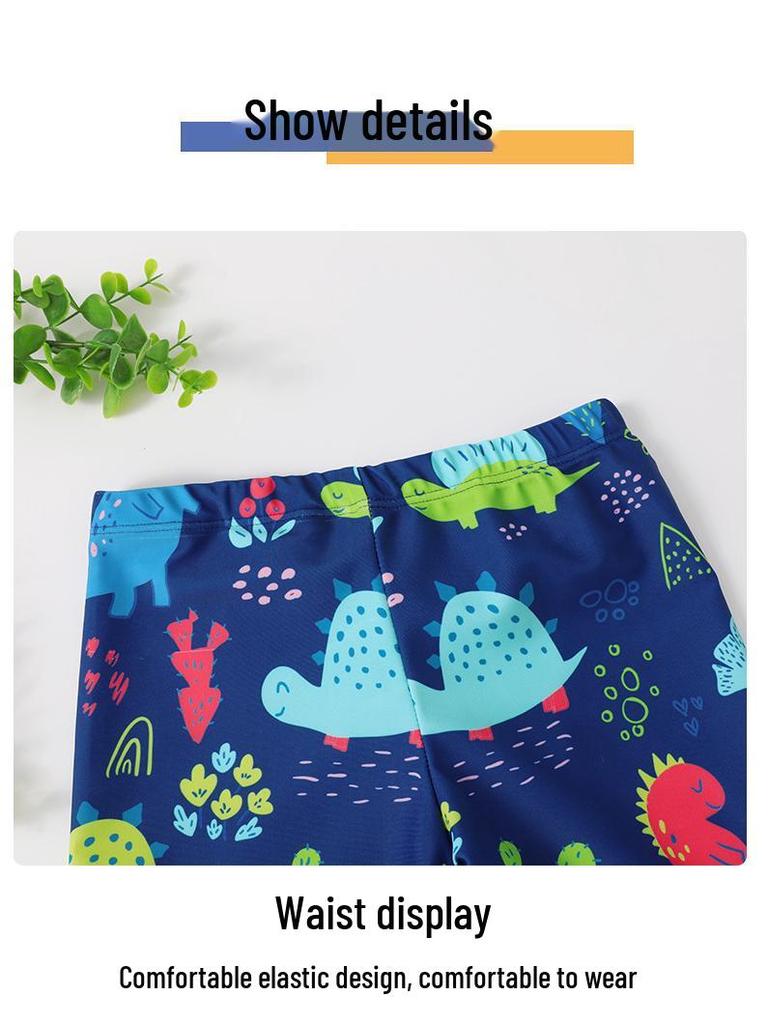 Chlapecká rychleschnoucí kreslená plavková souprava: Malý a střední rozparek s krátkým rukávem ochrana proti UV záření s plaveckou čepicí