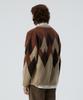 Knitted Bulky Brushed Argyle Cardigan Brown