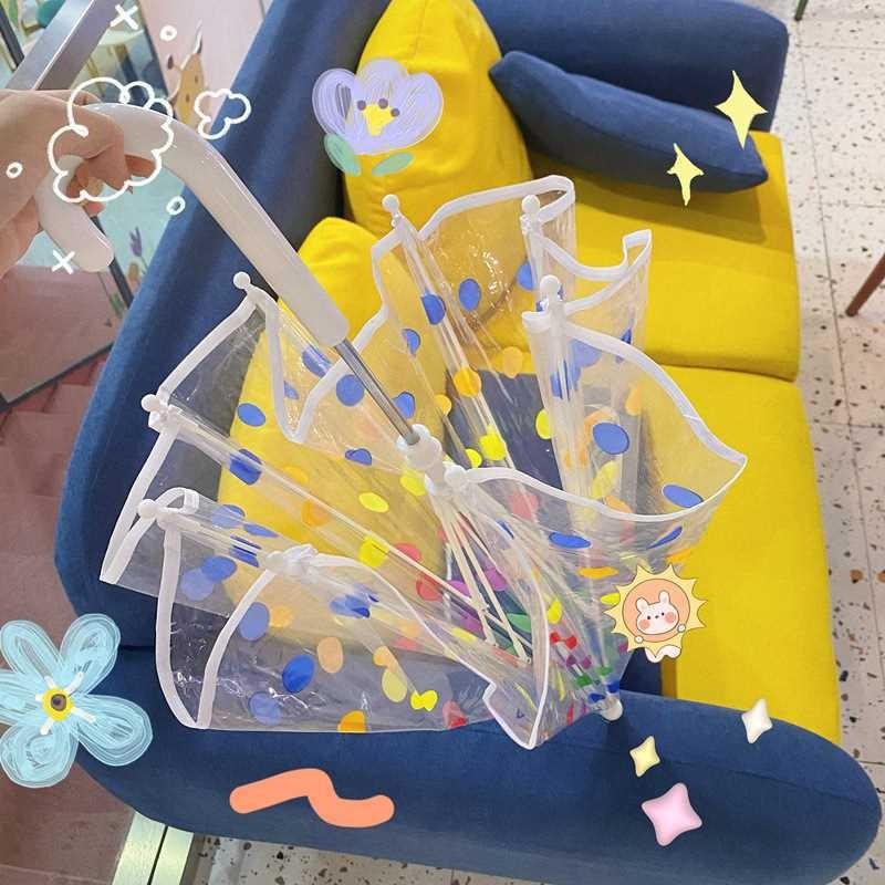 Love Manual Arched Smile Sunflower Transparent Umbrella Boys and Girls Baby Umbrella Children Long Handle Transparent Umbrella Children