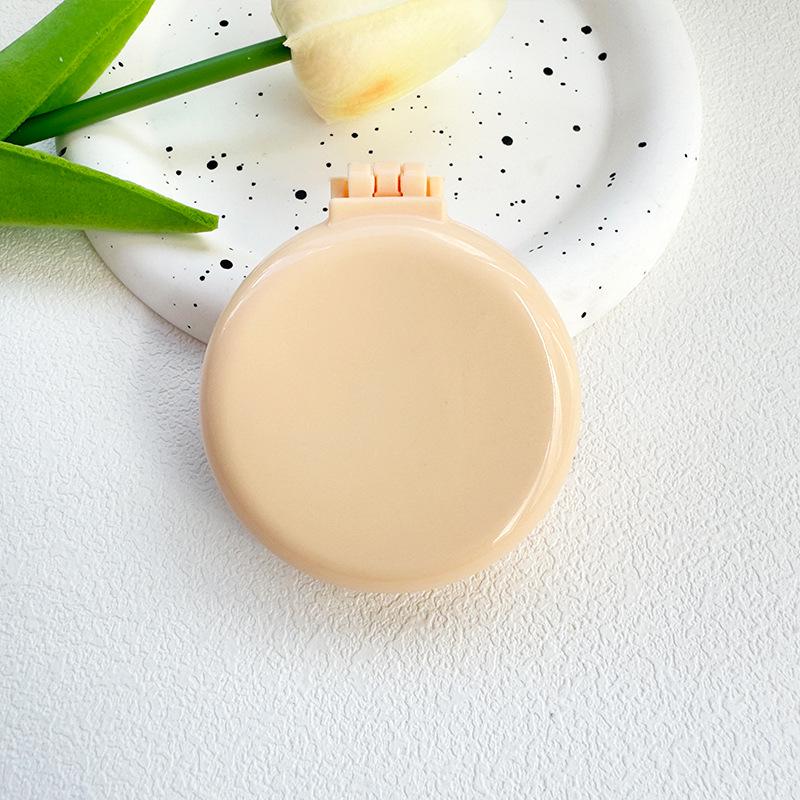 Cute Candy Color Mini Folding Cushion Comb with Mirror - Portable Massage Hairbrush Unpackaged бежевый
