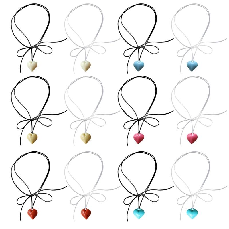 Simple Resin Love Aesthetic Necklace Fashion Simple Clavicle Chain Women Girls Wedding Jewelry Party Birthday Gift