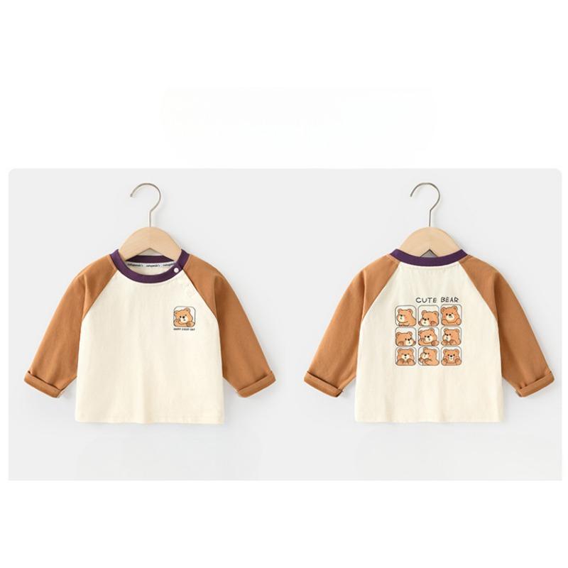 Frühling und Herbst Kinder Baumwolle Langarm T-Shirt Oberteil Basis-T-Shirt