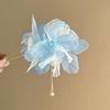 Korean Antique Chiffon Flower Pearl Tassel Hair Stick U-Shaped Hair Clip Temperament Chinese Style Hairpin For Women Headwear