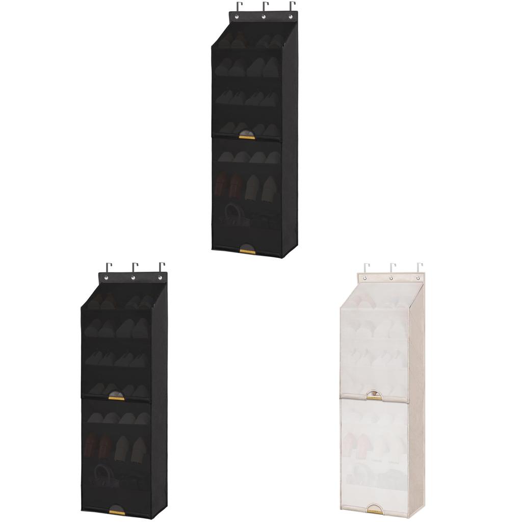Modern Basic 7 Layer Wall Mount Shoe Organizer Bag With Dustproof Multipurpose Storage For Bedroom