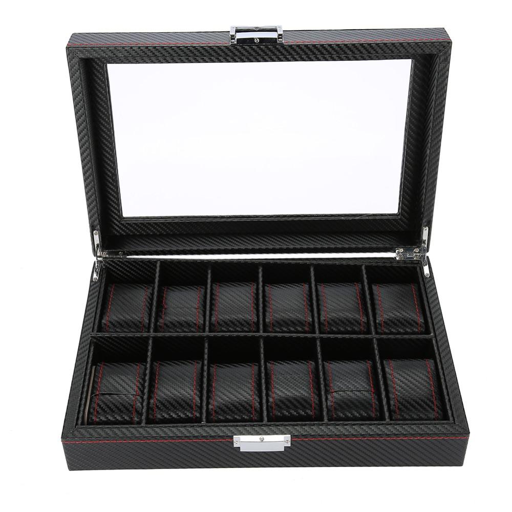 Woven Pattern Watch Storage Case Carbon Fiber Texture Watch Display Box  Watch Collection