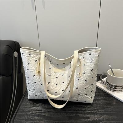 Students Commute To Class Versatile Large-capacity Portable Tote Bag Beautiful Printing Solid Color Casual Shoulder Underarm Bag Women