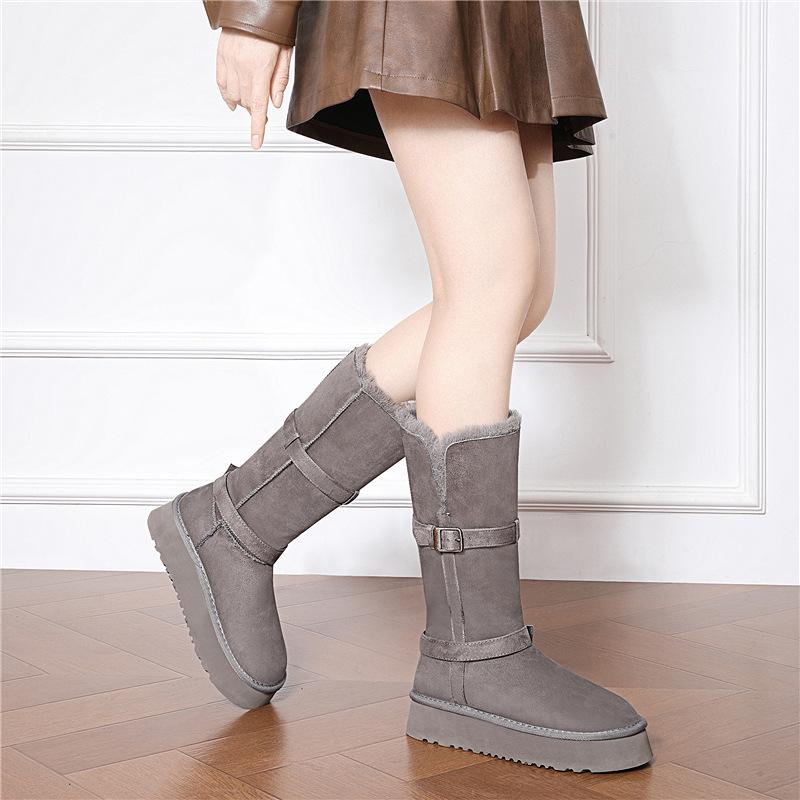 Dicke Sohle hohe Ärmel Schneestiefel für Damen Winter Neu Fleece Warm und High-End Mode Nordost Baumwollstiefel für Damen
