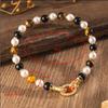 Naturstein-Perlenkette, Perlen-Tigerauge-Armband, hochwertiger Schmuck, Halsketten-Armband-Set