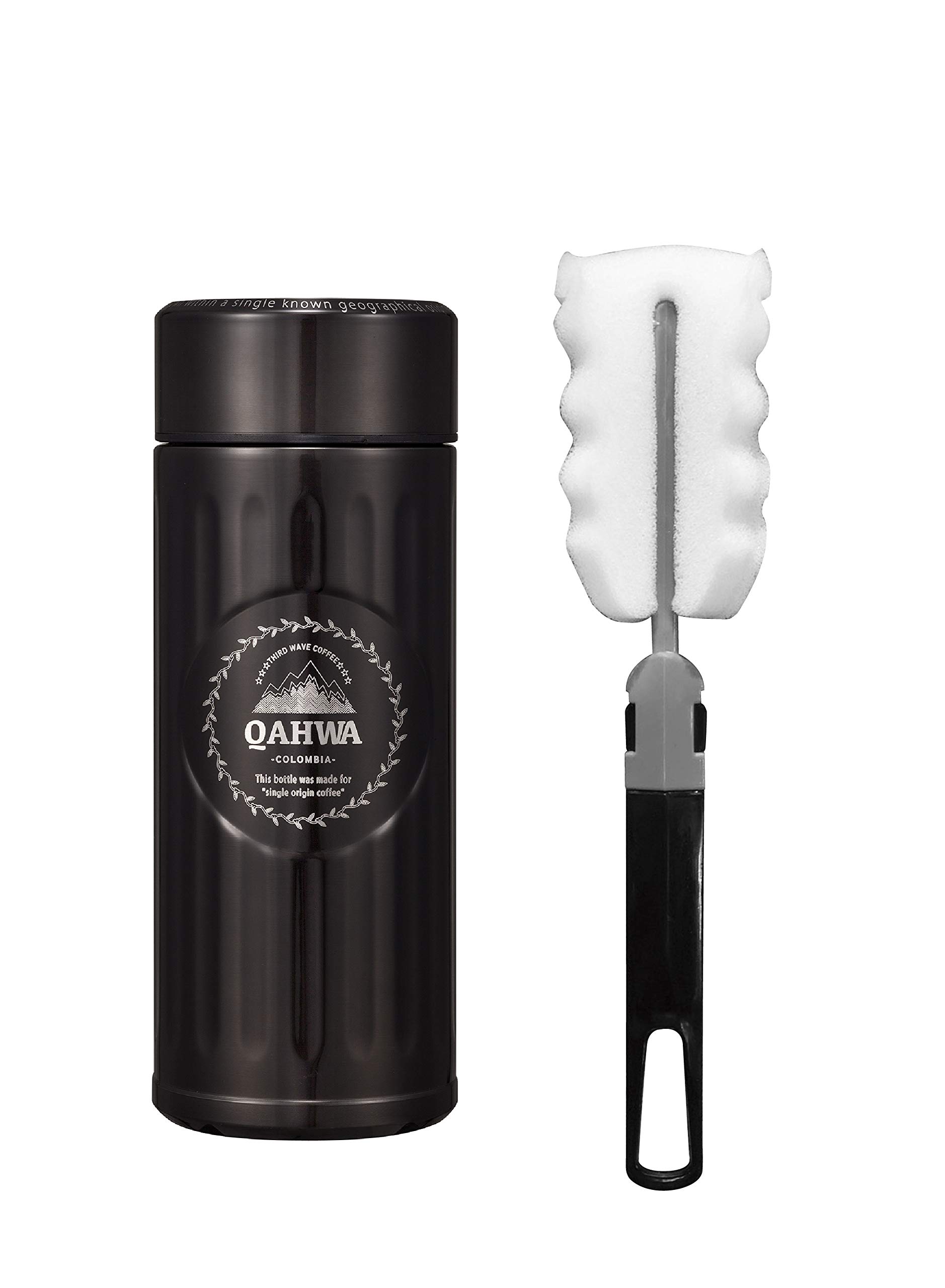 

CB Japan QAHWA Коричневая бутылка для воды, 420 мл, для питья непосредственно, бутылка для кофе со щеткой