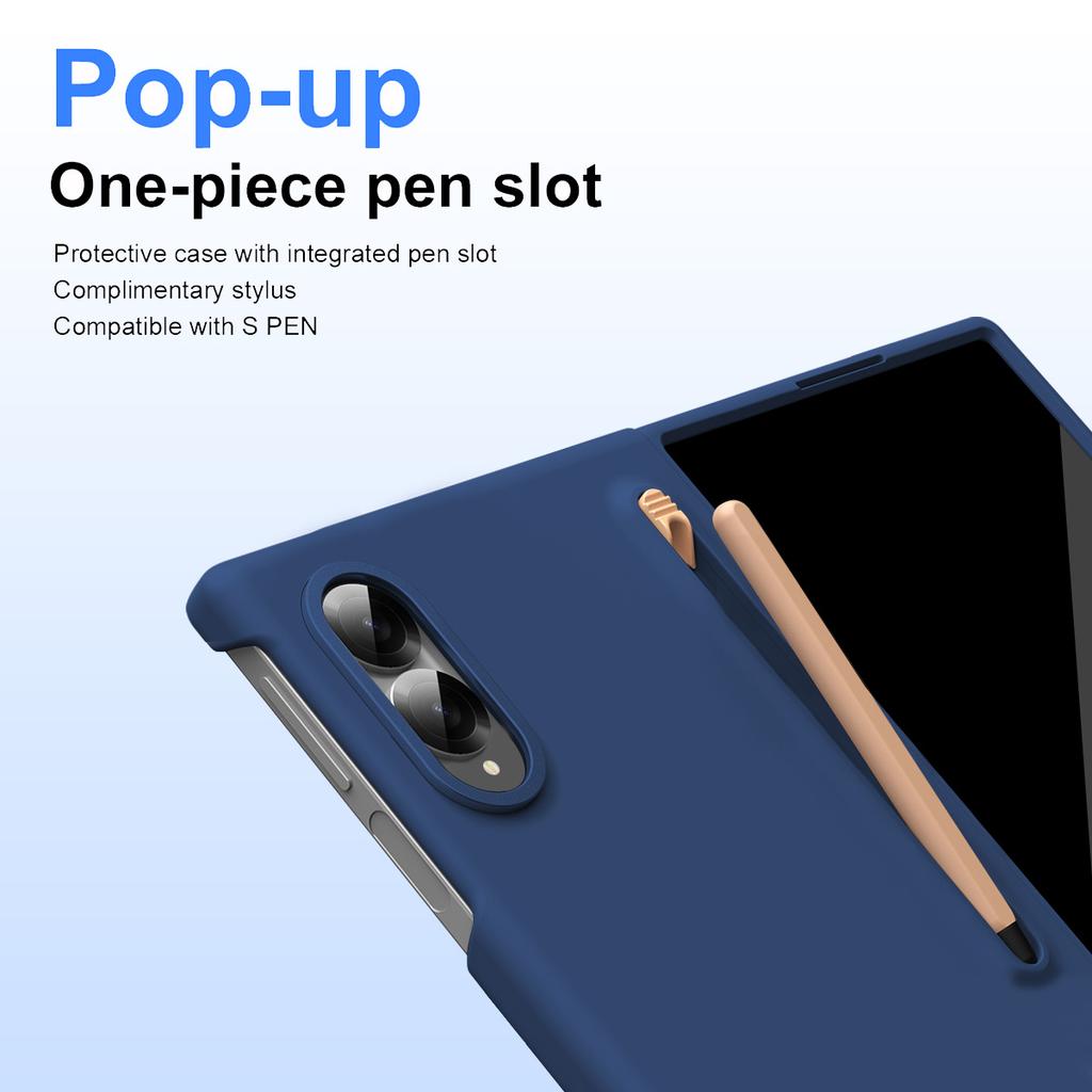 Für Samsung Galaxy Z Fold8 Hülle luxuriöses Hautgefühl faltintegrierter Stifthalter mit gehärteter Folie Abdeckung für ZFold 8 WIDE Funda