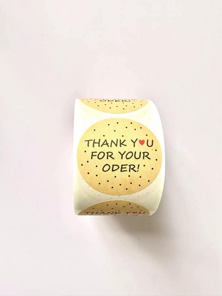 500 Kraft Paper Self-Adhesive Thank You Stickers for Baking Gifts Sealing Labels