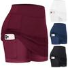 Damen Tenniskleider Laufen Yoga Innenhose Elastisch Sport Golf Taschen Röcke