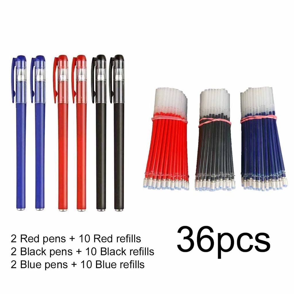 12/36pcs 0.5mm Matte Gel Pens+Refills Black Carbon Ink Ballpoint Pen Sign Pen Office & School   Supplies Stationery