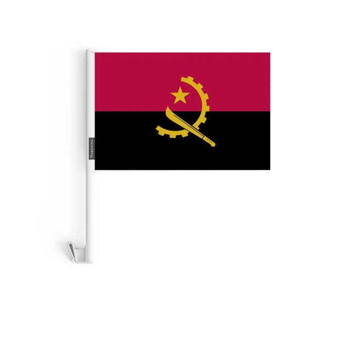 Drapeau Voiture Angola – 14 x 21 cm – Tissu Polyester – Fixation sur Fenêtre – 10 pièces – Pixelforma chiaro