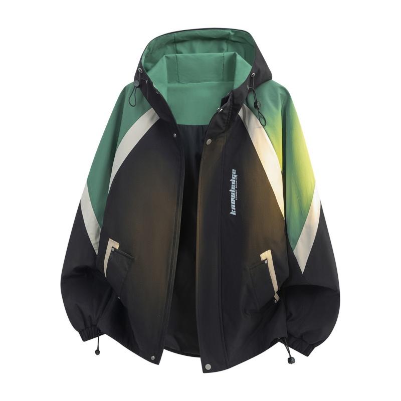 

Свободная повседневная весенняя куртка-бомбер большого размера с капюшоном и контрастными вставками для мужчин 8XL