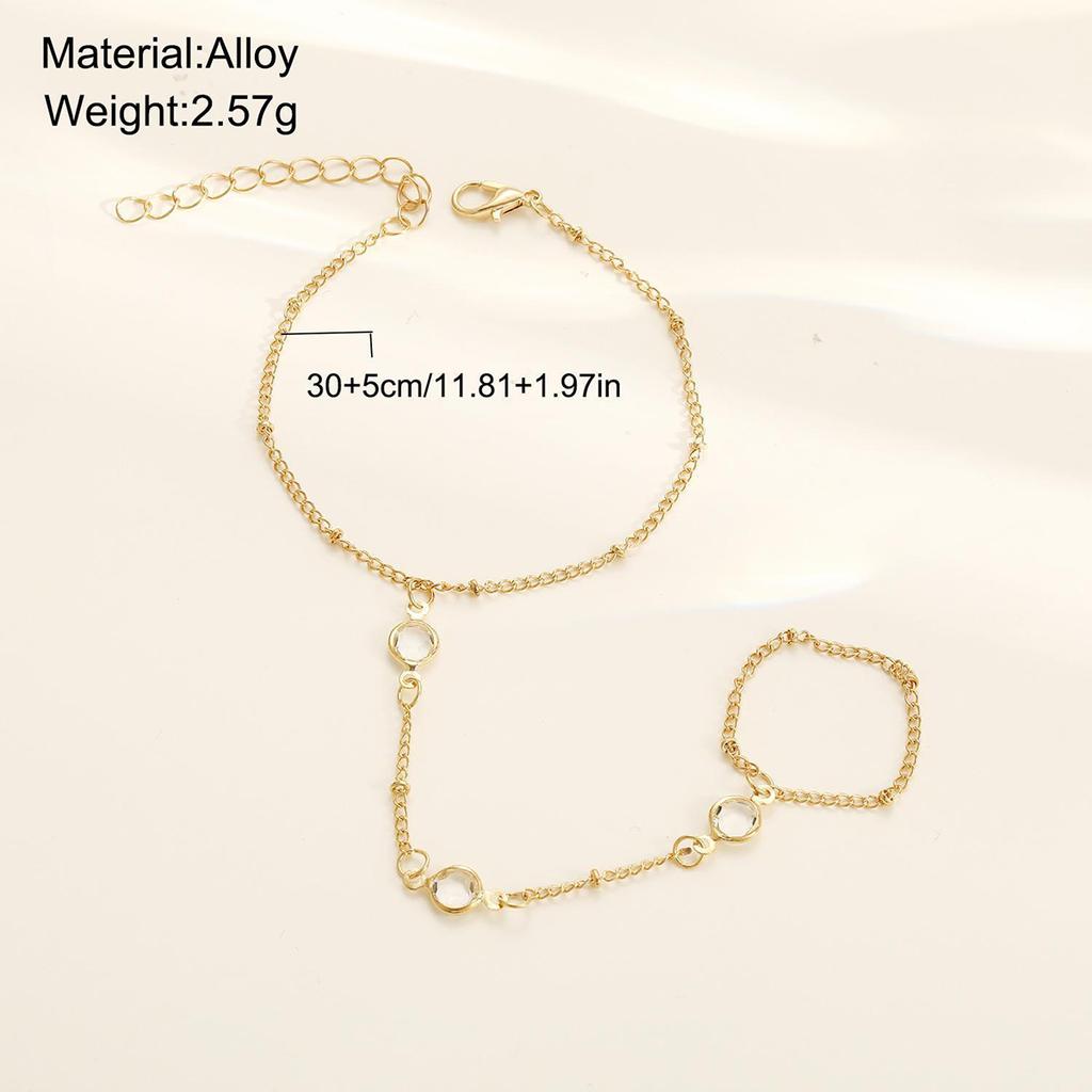 Vintage Gold Color Double Layered Necklace Bracelet for Women Simple Crystal Zircon Long Tassel Beads Chain Choker Jewelry Set
