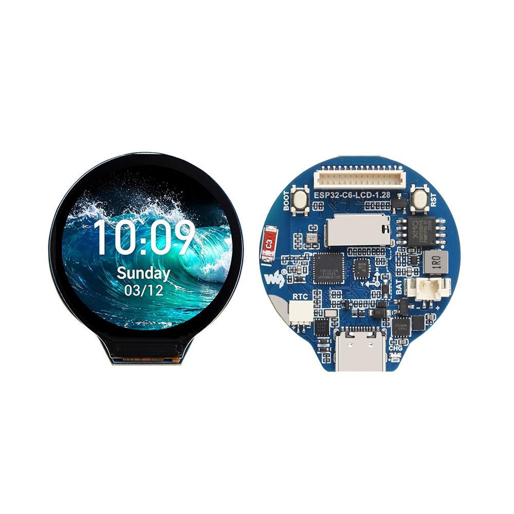 160MHz ESP32 C6 IoT Development Board 1.28 Inch IPS Color Screen QMI8658 Sensor PCF85063 RTC Chip Wireless Communication Module