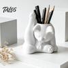 Talos Cat Pen Holder, Cute Resin Desk Organizer, Funny Figurine, Decorative Storage Statue for Office Supplies, Creative Desktop Home Decor