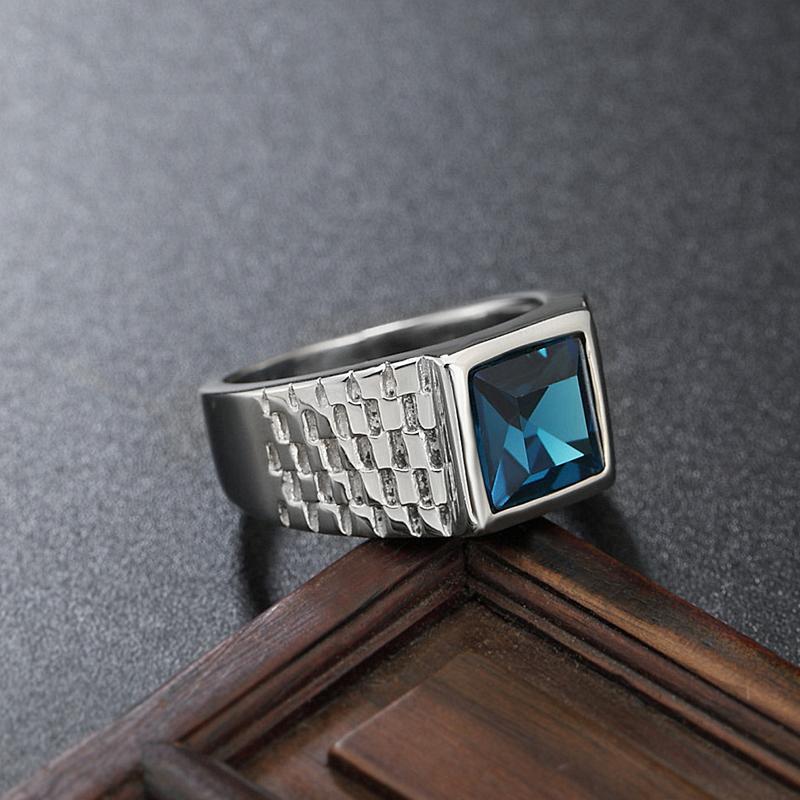 Multi Color Stone Rings for Men Women Hip Hop Punk High Quality Stainless Steel Ring Charm Party Jewelry Gift