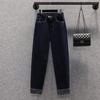 Plus Size Women Jeans Solid Pants Harem Denim Female Elastic Basic High Waist Trousers Oversize Fashion Pants