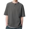 Jednolity kolor koszulka z kołnierzykiem henley, krótki rękaw, luźna, unisex 483924-08