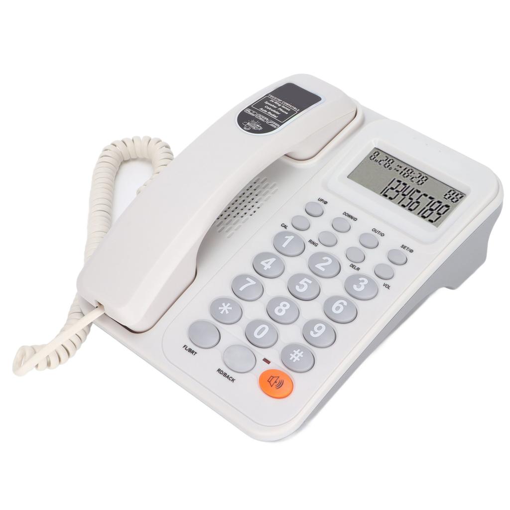 KXT2027CID Desktop Corded Telephone Adjustable Volume Caller ID Semi Hands Hree Fixed Landline for Office Hotel(White )