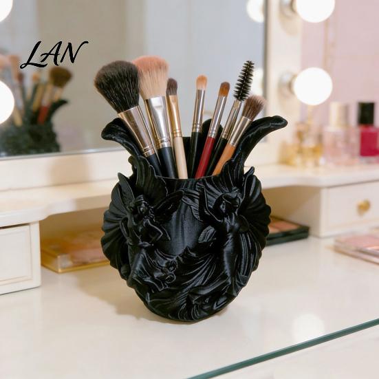 Multi-functional Storage Box Makeup Brush Holder, with Thickened Stable Base, Fairies Decor Silk Desktop Organization Solution Texture Box,
